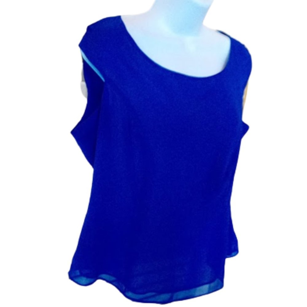 ---  Royal Blue Gauzy Top Blousy Top Size Euro 50 (Fits XL )